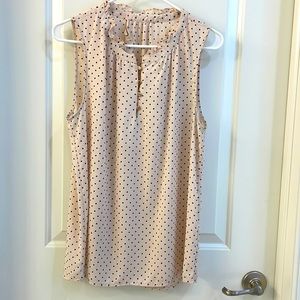 Women’s 41 Hawthorn Sleeveless Tan and Black Polka Dot Blouse - size Large